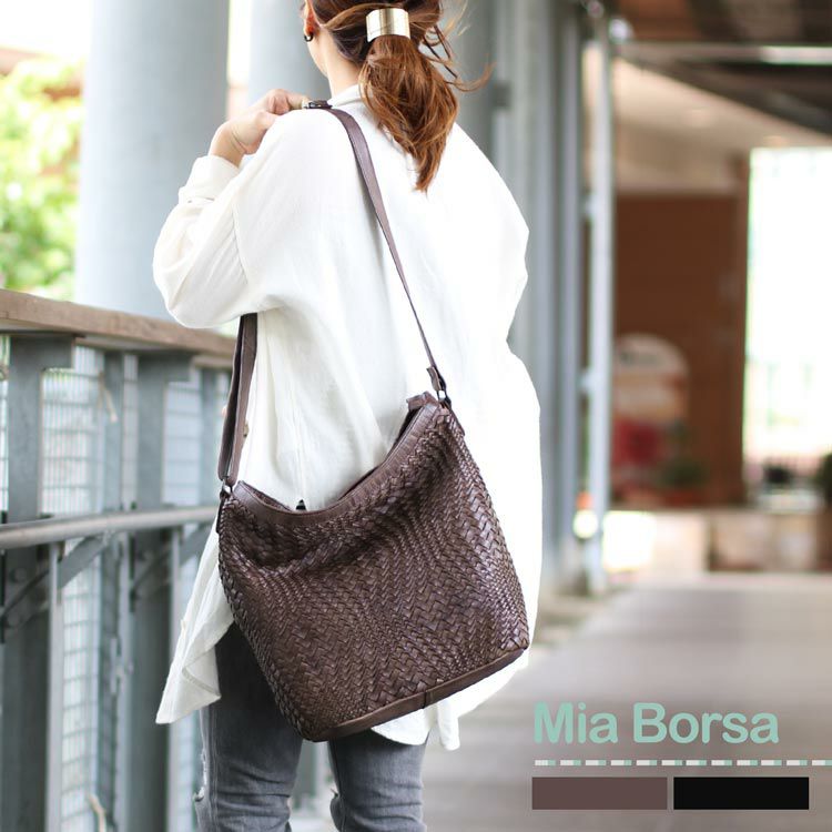 Mia Borsa 本革 メッシュショルダーバッグ レディース 5F