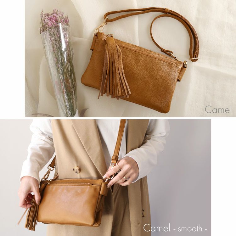 ショルダーバッグ本革レディースキャメル