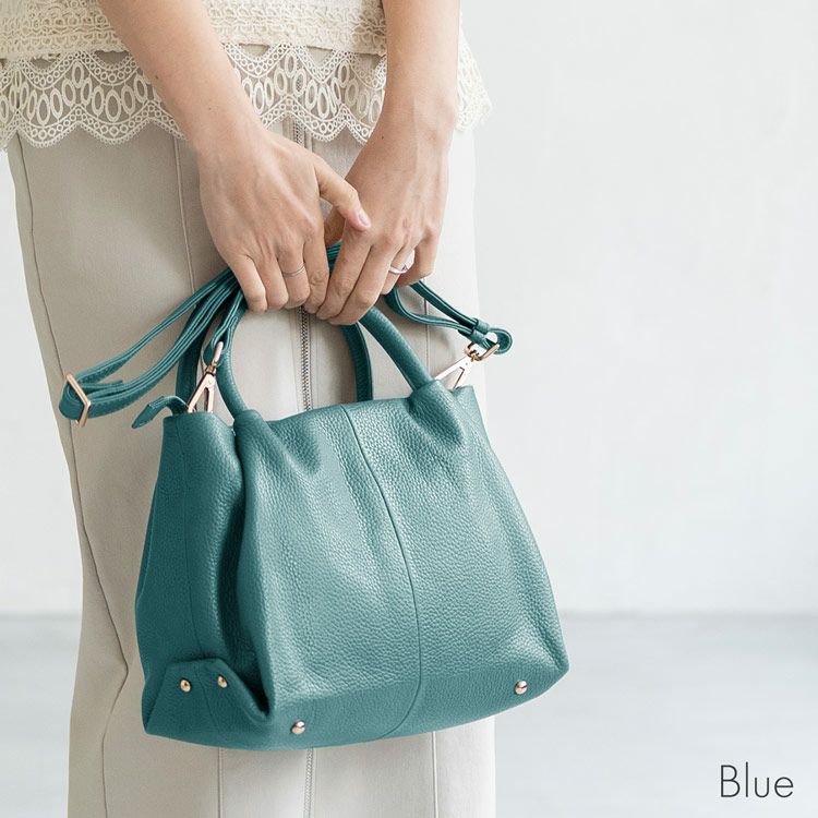 ブルー牛革2wayバッグ