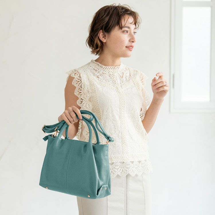 ブルー牛革2wayバッグ