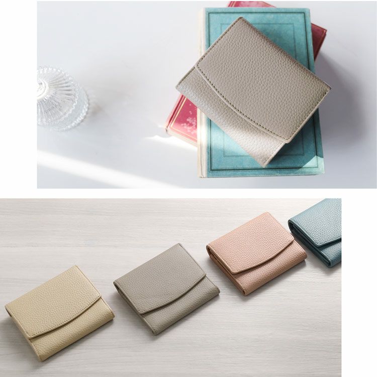 グレージュ牛革レディース財布