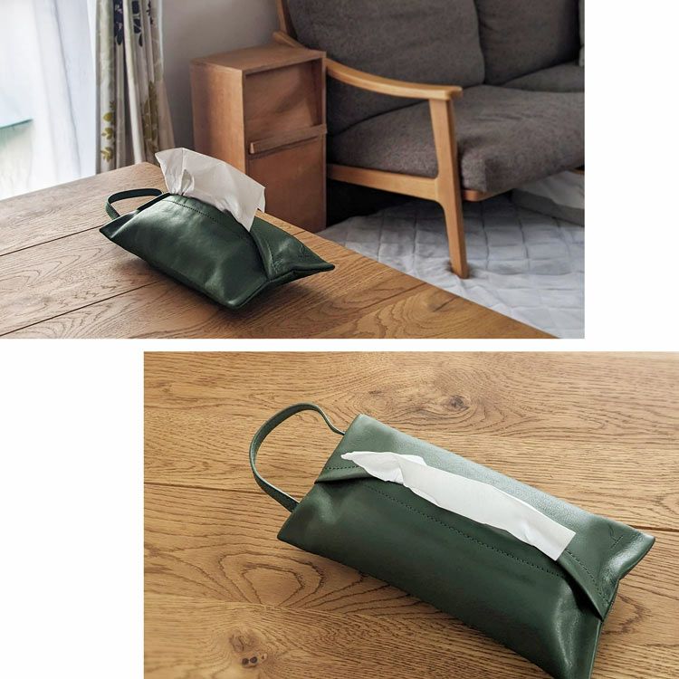 mieno牛革薄型ティッシュソフトパックペーパーホルダーおしゃれ