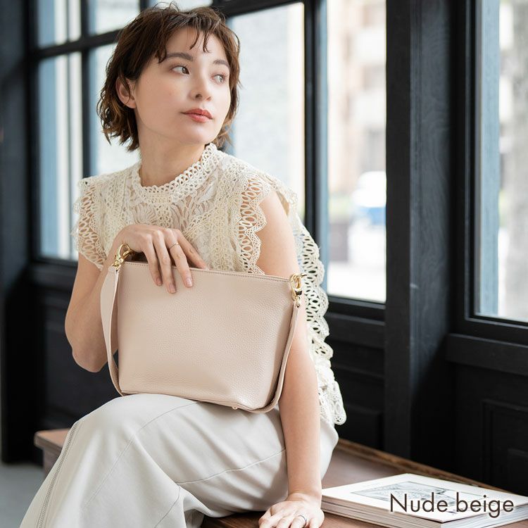 mieno本革ワンショルダーバッグヌーディーベージュ