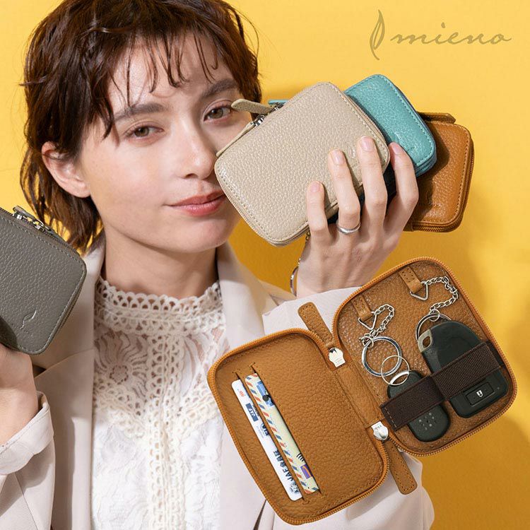 スマートキーケースレディース本革牛革レザーブランドmieno