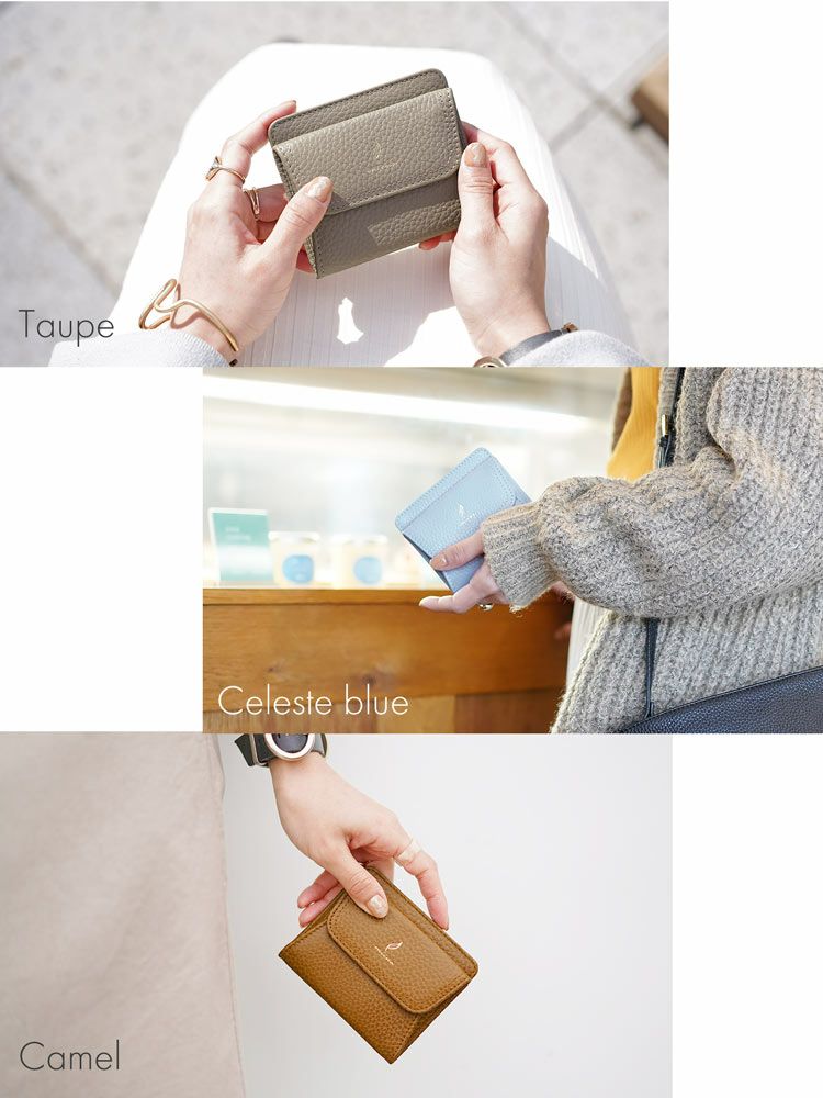 mienoスピラレザーミニ財布トープセレストブルー