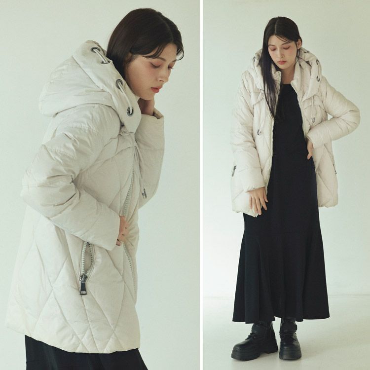 ダウンコートレディース白ホワイトアイボリー