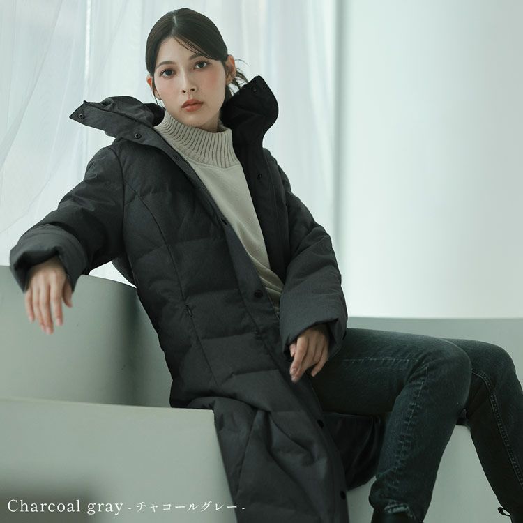 Filomoダウンコートレディースロングダウン90%フード付き