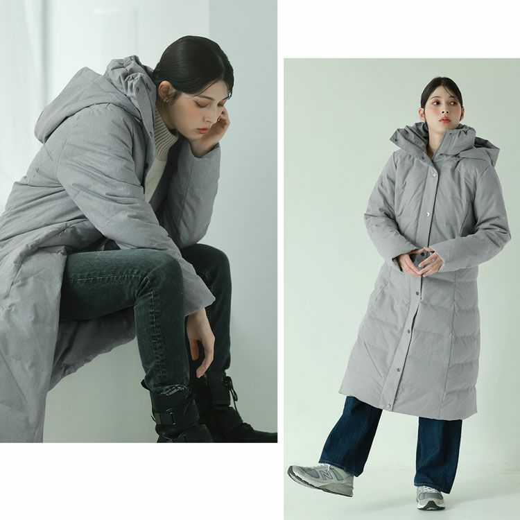 Filomoダウンコートレディースロングダウン90%フード付き