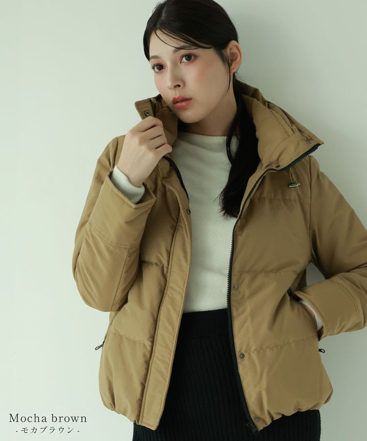 Filomoバックフレアデザインショートダウンジャケットカーキ