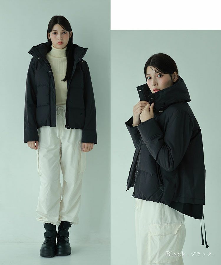 Filomoバックフレアデザインショートダウンジャケットブラック