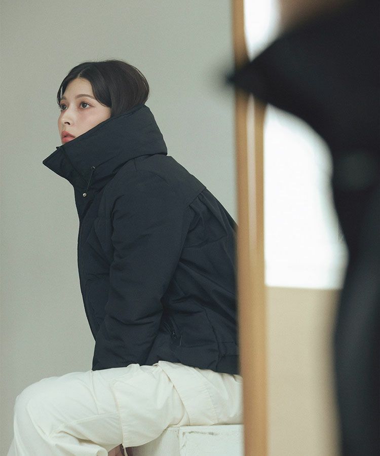 Filomoバックフレアデザインショートダウンジャケットブラック