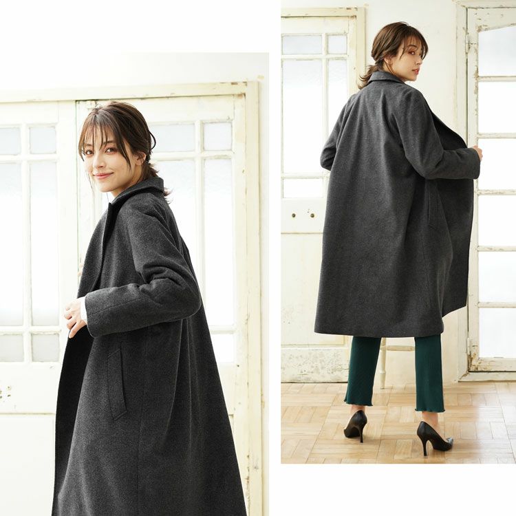 ロング チェスターコート レディース カシミヤ ブレンド ウール 6F ロング チェスターコート レディース カシミヤ ブレンド ウール 6F