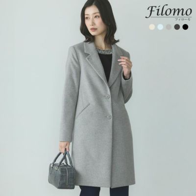 Filomoチェスターコートレディースアウターカシミヤブレンドウールロングコートシングル