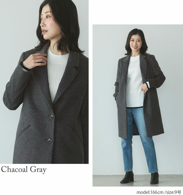 Filomoチェスターコートレディースアウターカシミヤブレンドウールロングコートシングル