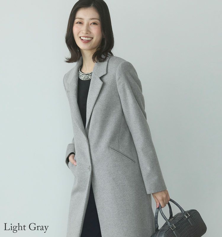 Filomoチェスターコートレディースアウターカシミヤブレンドウールロングコートシングル