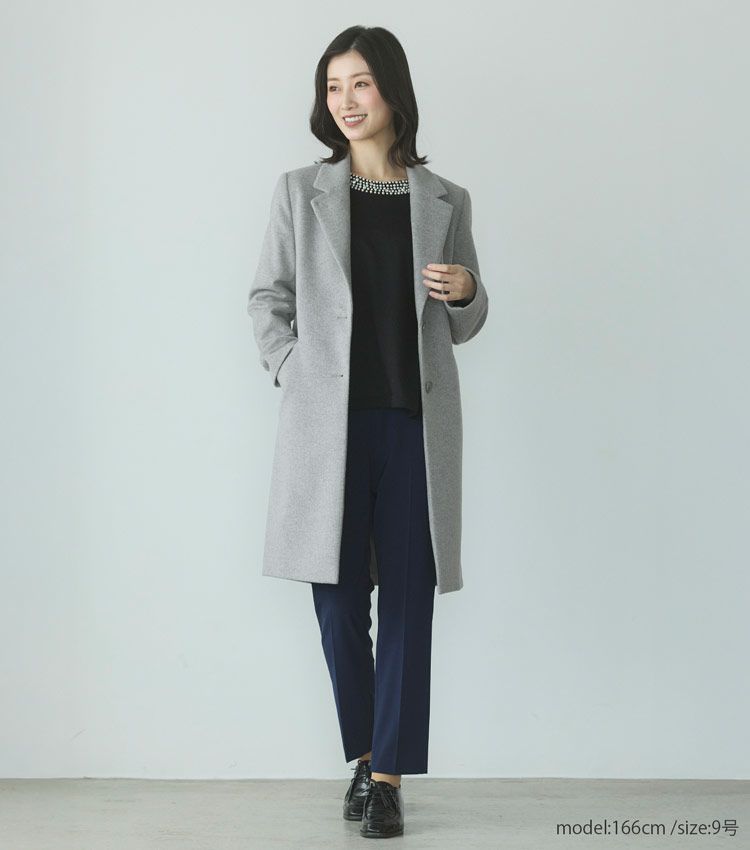 Filomoチェスターコートレディースアウターカシミヤブレンドウールロングコートシングル