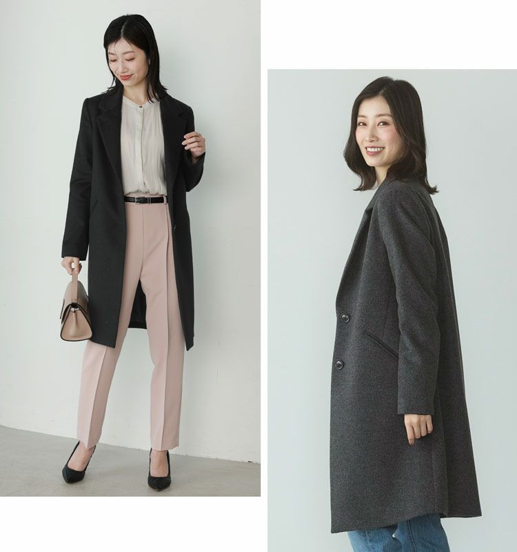 Filomoチェスターコートレディースアウターカシミヤブレンドウールロングコートシングル