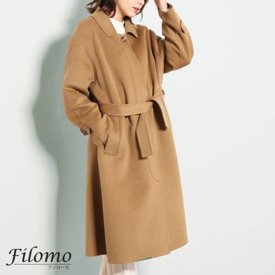 【美品】Filomoカシミヤ100% ステンカラーコート Filomo ステンカラーコート レディース カシミヤ 100% Aライン