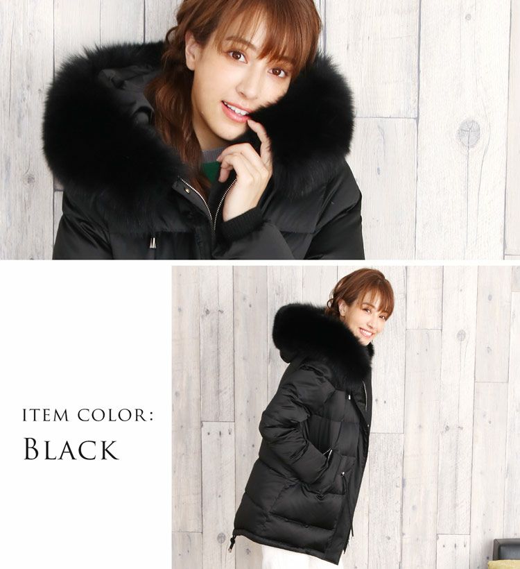 Filomo ダウンコート フード付き フォックスファートリミング Filomo ダウンコート フード付き フォックスファートリミング