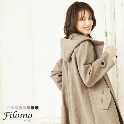 BALLSEY SEO フード付きコート　ロングコート 38 グレー　カシミア Filomo フード付きコート レディース ウールタッチ 洗える