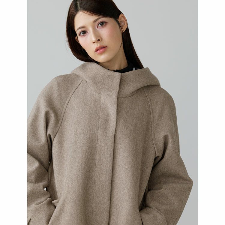 Filomoウールタッチフード付きコートグレー