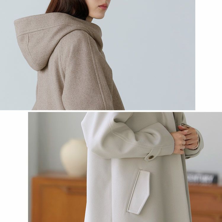 Filomoウールタッチフード付きコートネイビー