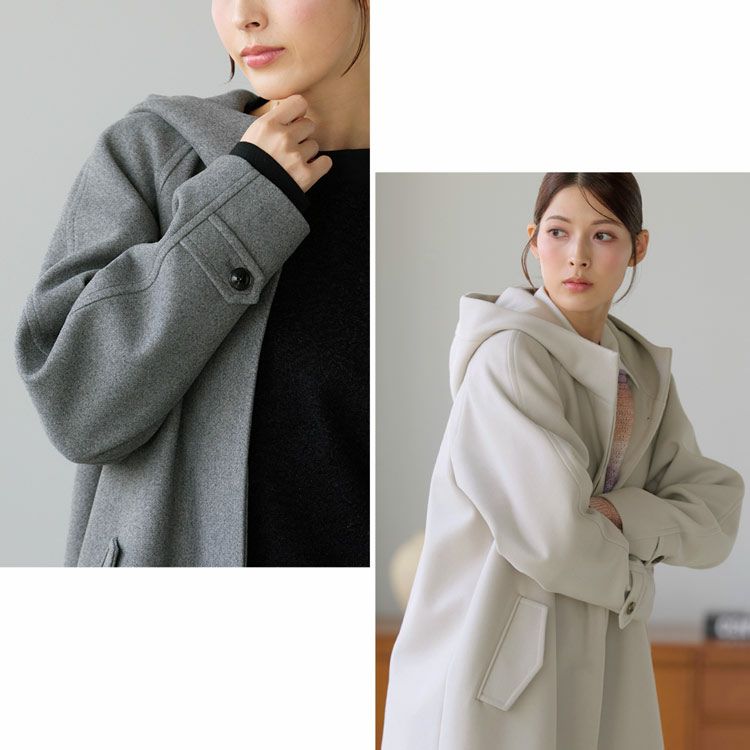 Filomoウールタッチフード付きコート全5色