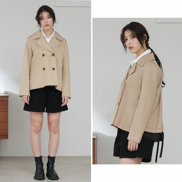 トレンチショート丈バックフレア春アウタージャケット