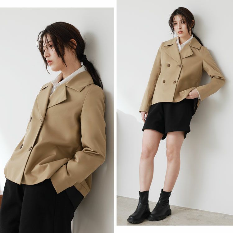 トレンチショート丈バックフレア春アウタージャケット