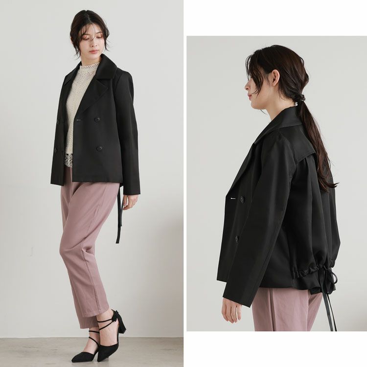 トレンチショート丈バックフレア春アウタージャケット
