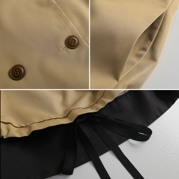 トレンチショート丈バックフレア春アウタージャケットディテール