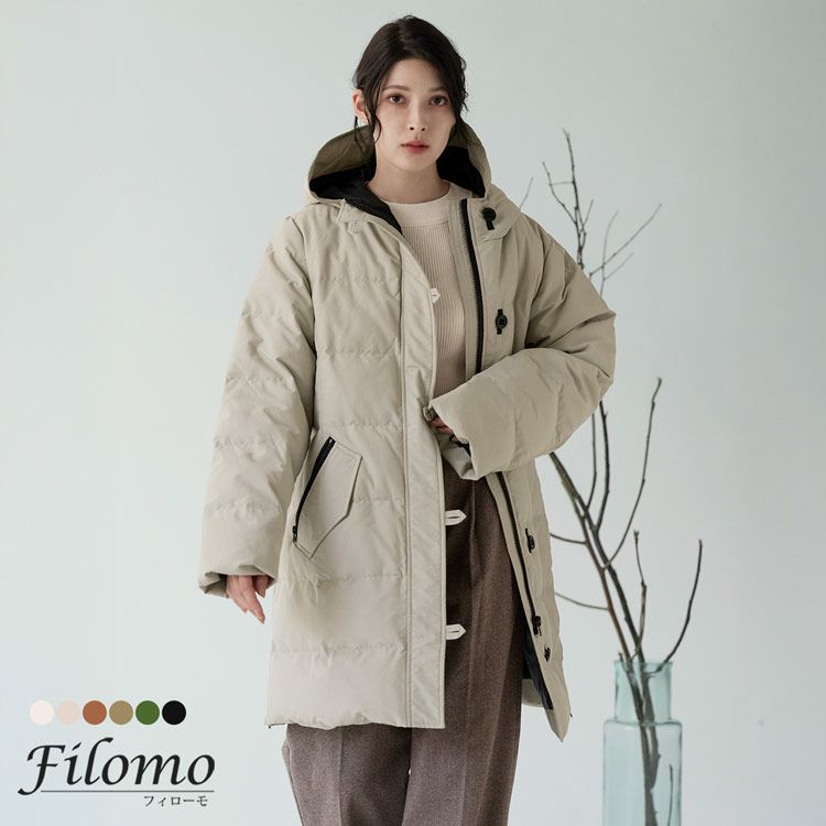 フード付きダウンコートレディース