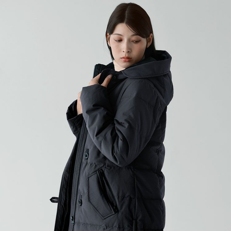 フード付きダウンコートレディース