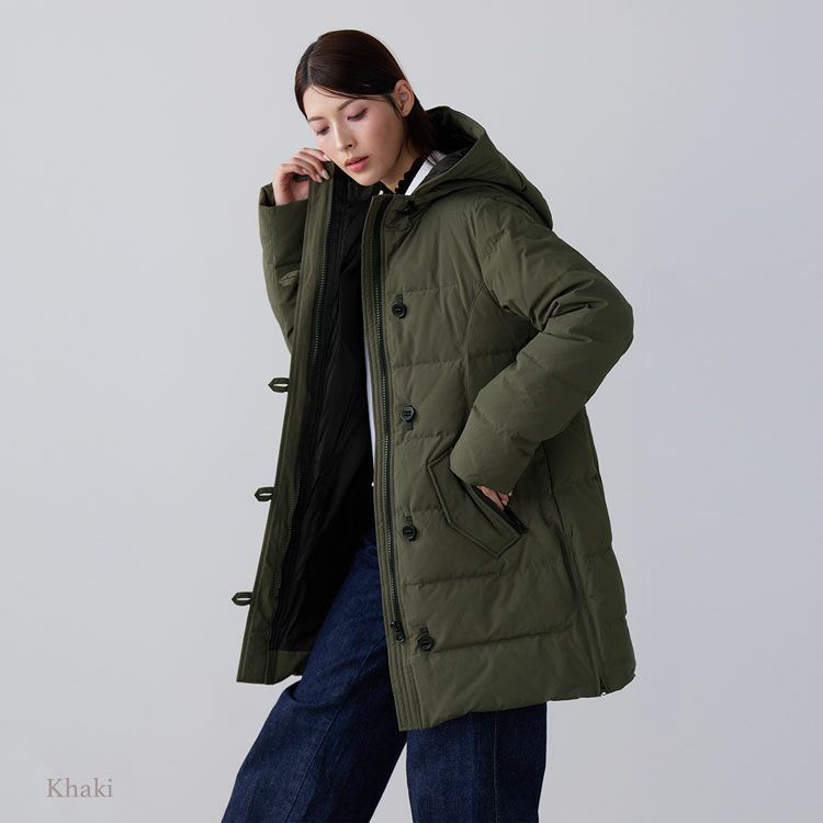 フード付きダウンコートレディースブラック黒