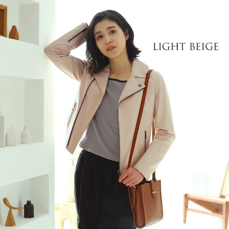 Filomo/フィローモラムレザーダブルライダースジャケットレディースナッパ加工秋冬ブラウン/ブラック本革バイカー大人アウター