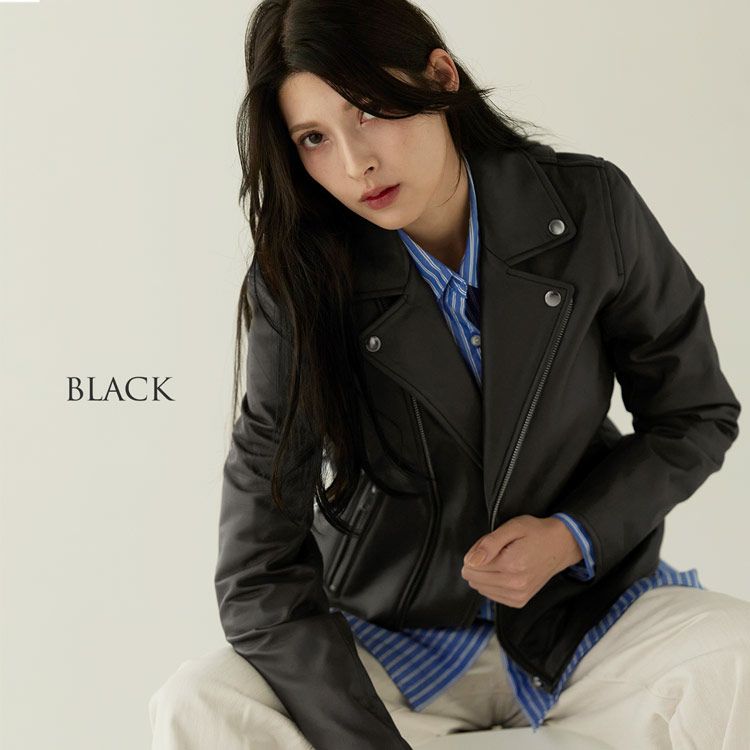 Filomo/フィローモラムレザーダブルライダースジャケットレディースナッパ加工秋冬ブラウン/ブラック本革バイカー大人アウター