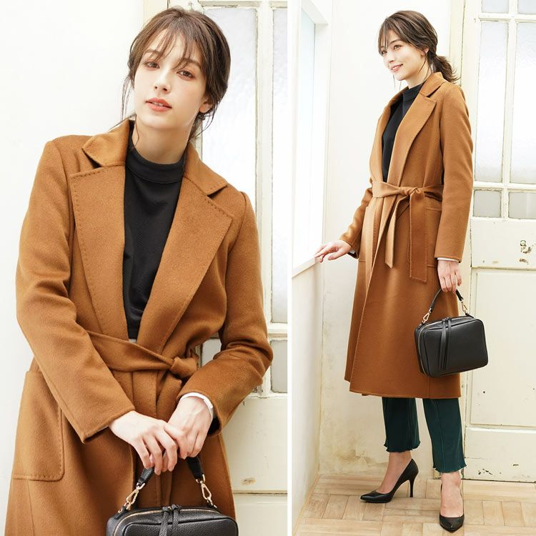 カシミヤ ガウン ロング コート 着丈115cm / カシミヤ100 カシミヤ ガウン ロング コート 着丈115cm / カシミヤ100