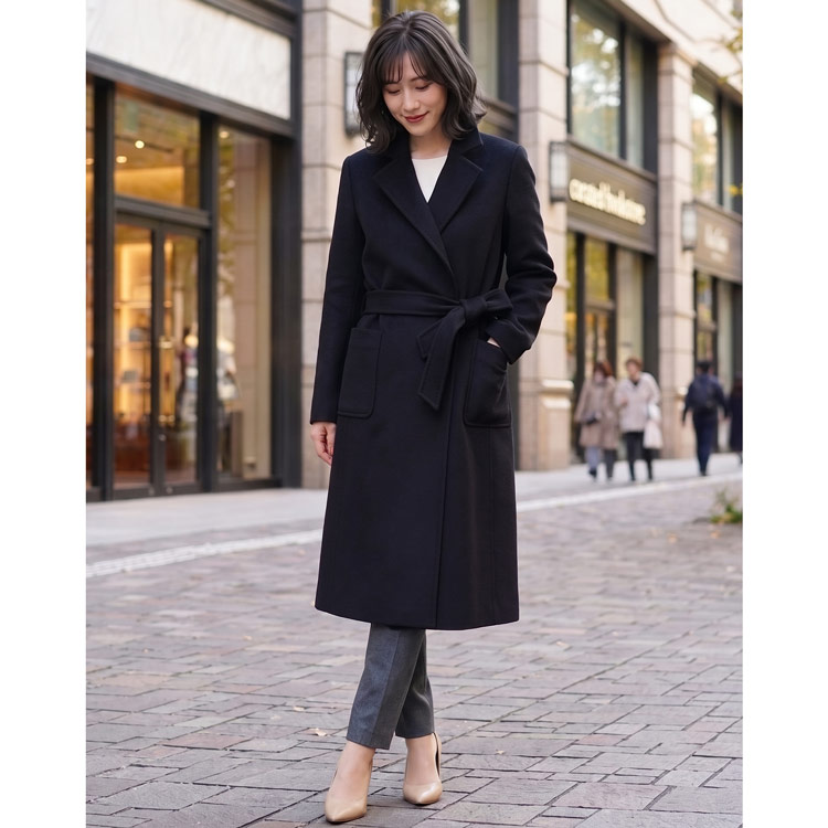 カシミヤ ガウン ロング コート 着丈115cm / カシミヤ100％ ダブル 