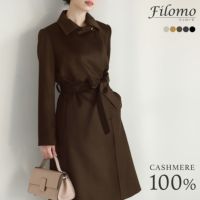 カシミヤ100%ロングコートレディース