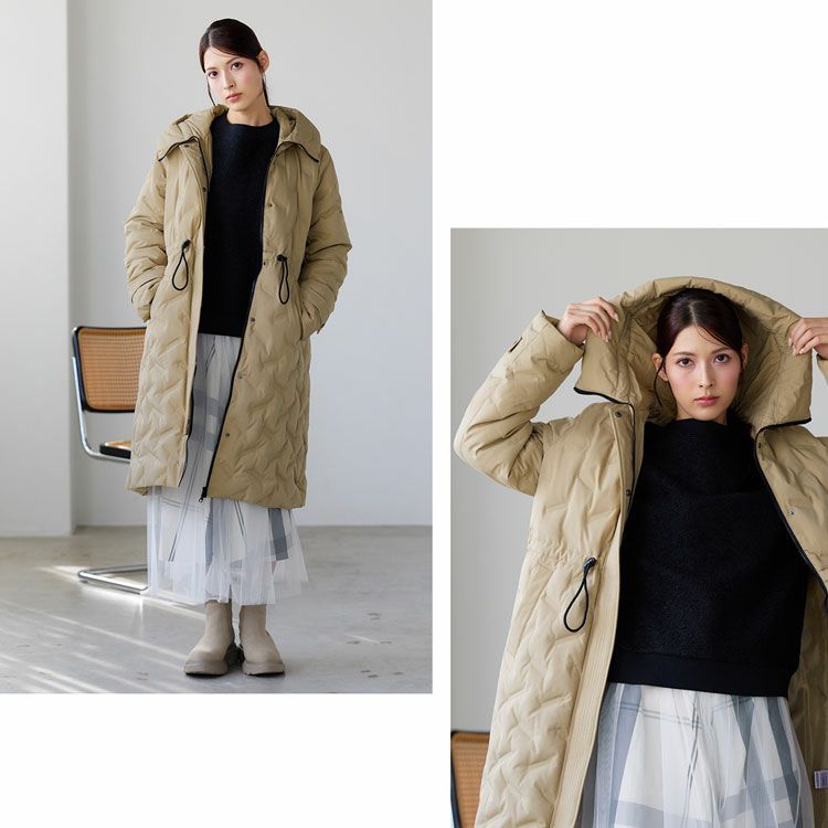 Filomoシームレスダウンコートロングテフロン加工