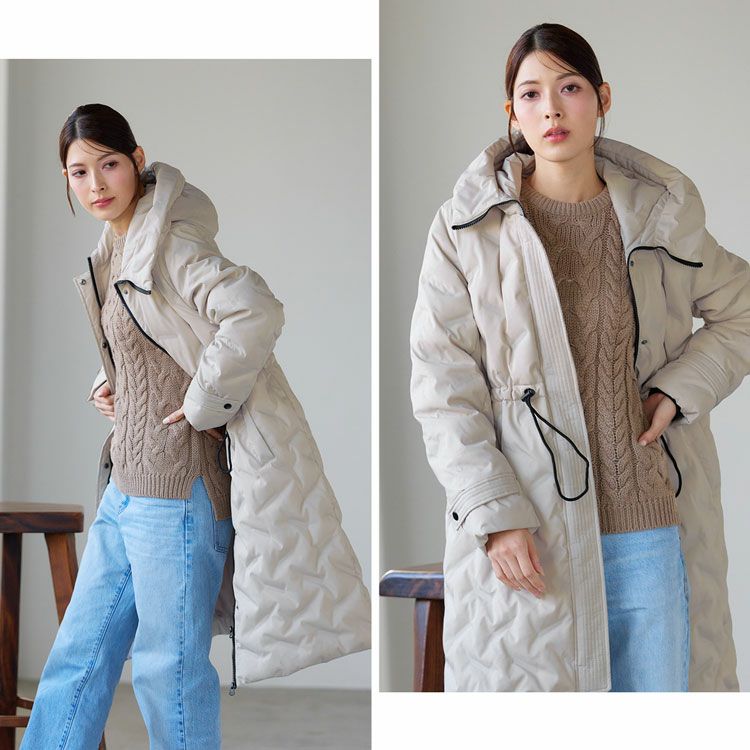 Filomoシームレスダウンコートロングテフロン加工