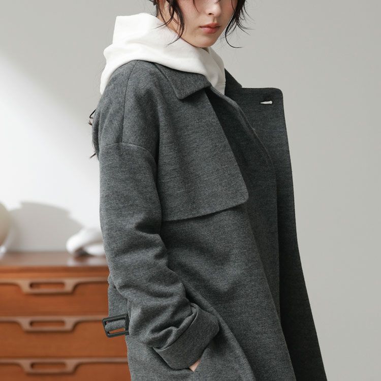 ガンフラップ付きドロップショルダーゆったりコート