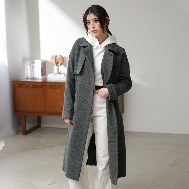 着画コーデロングコート試着40代50代