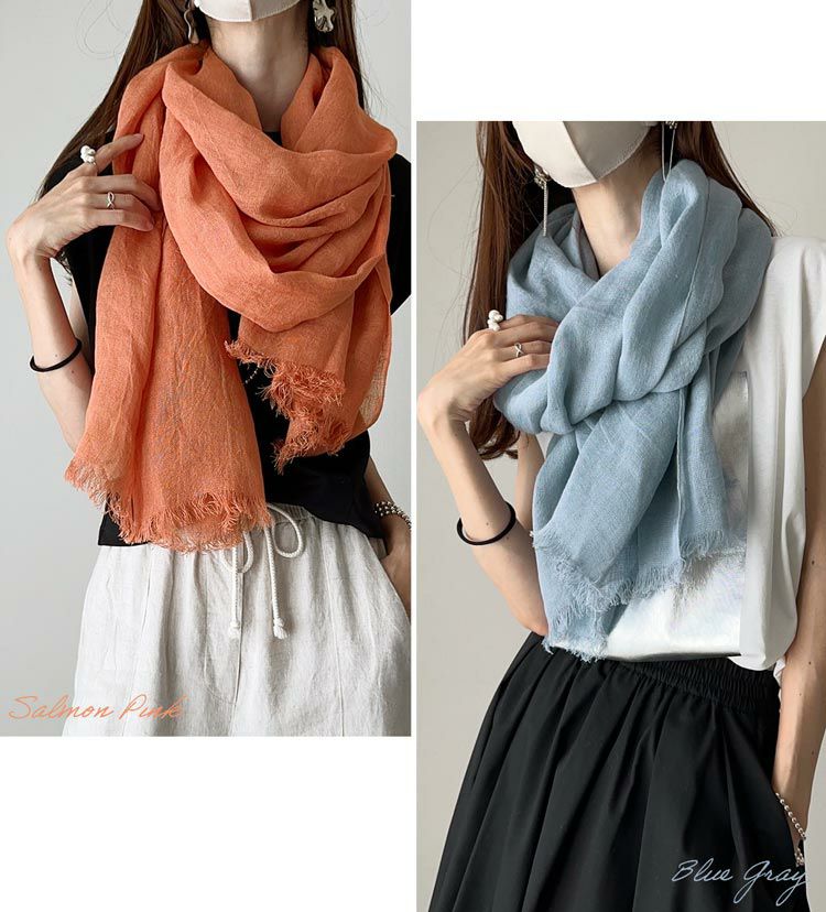 リネン100%大判ストールUVカット