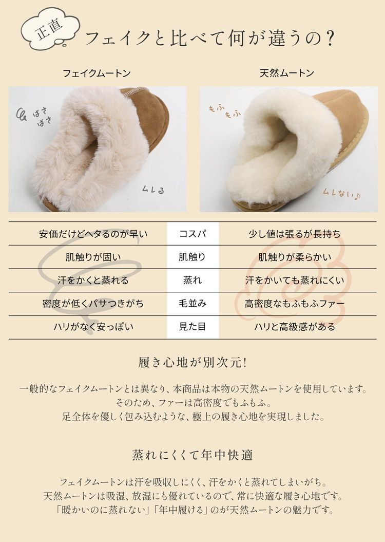 スリッパムートンルームシューズ羊毛室内来客用ふわふわもこもこブランドje'coule低反発(09000081r)