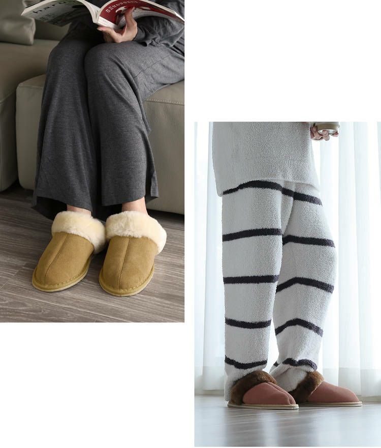 スリッパムートンルームシューズ羊毛室内来客用ふわふわもこもこブランドje'coule低反発(09000081r)