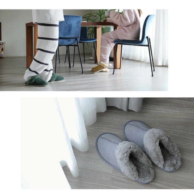 スリッパムートンルームシューズ羊毛室内来客用ふわふわもこもこブランドje'coule低反発(09000081r)