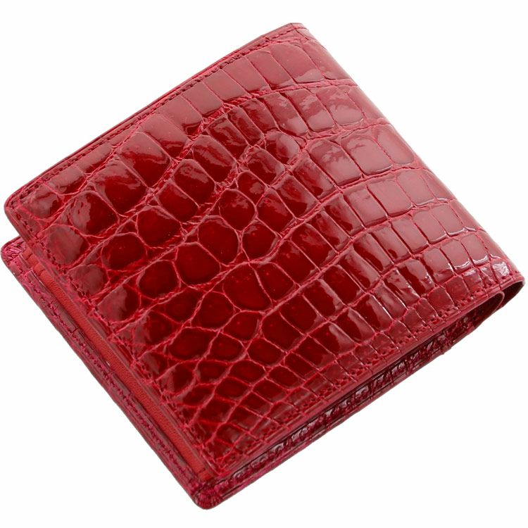 クロコダイル 折り財布 シャイニング加工 日本製 小銭入れ付き