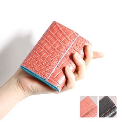 クロコダイル マット バイカラー ミニ財布 レディース コンパクト財布 4FA