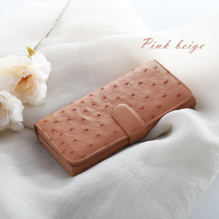 オーストリッチ 長財布 レディース 本革 上質 レザー かぶせ 革 女性 4FA